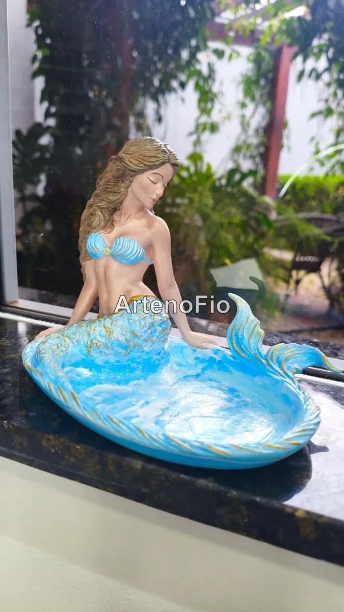 Imagem de Sereia em Resina Pintada à Mão 11cm |